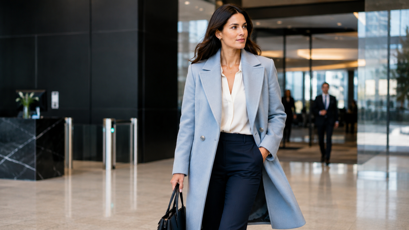 Ice Blue Structured Coat Winter Workwear